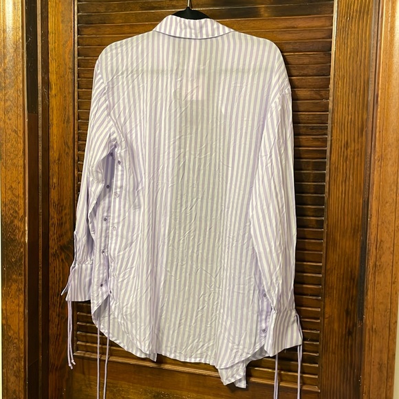NWT Savage X Fenty Coastal Stripe Woven Voile Long Sleeve Sleep Shirt - Picture 7 of 7